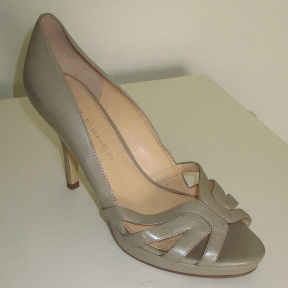 Marc Fisher "Mint" Womens Faux Bone Leather .5" Platform Peep w/3.5" Heel - 9.5M - Picture 1 of 9